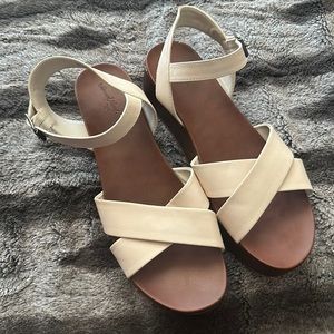 Cream platform sandals